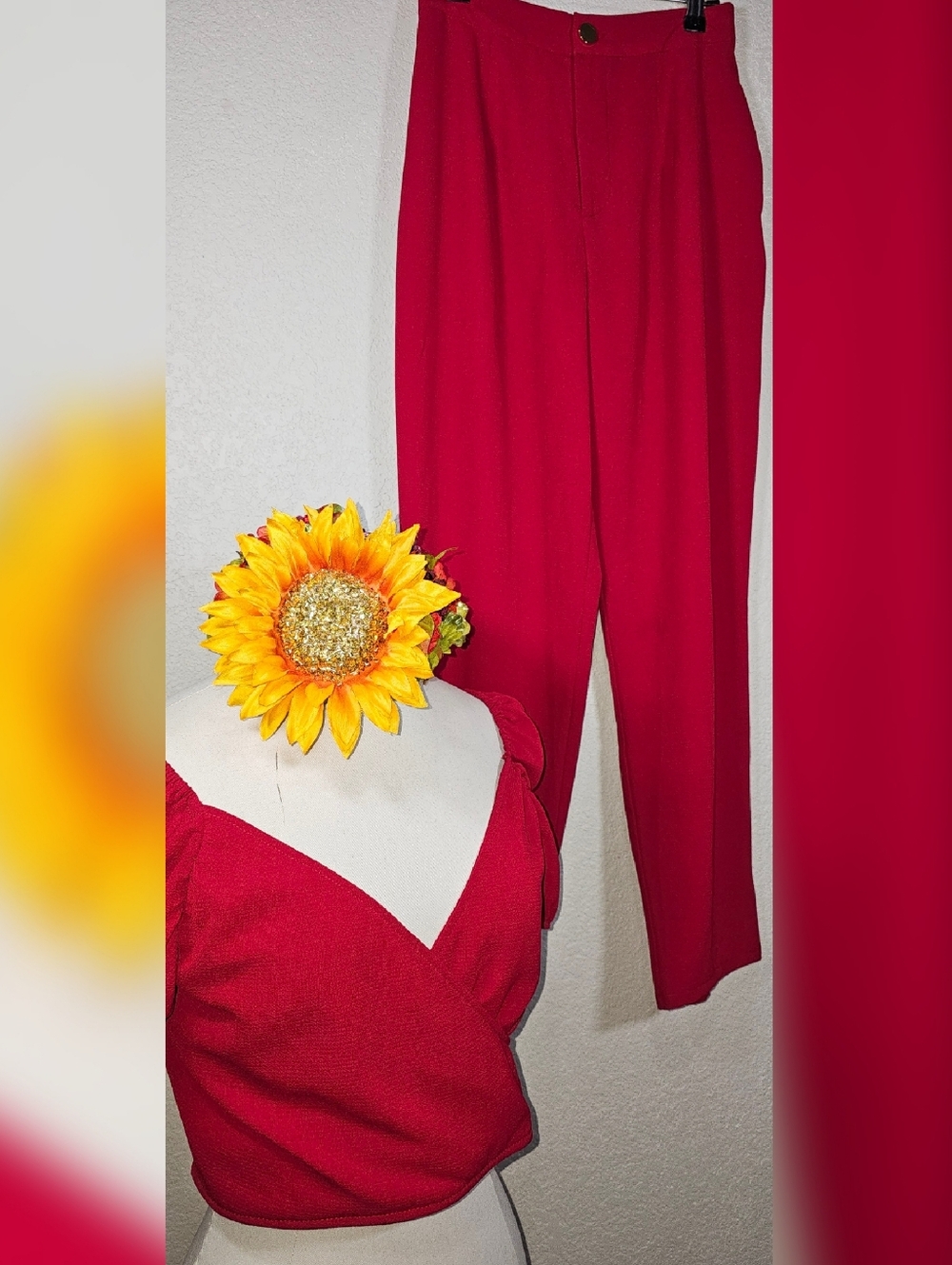 Show Me Your MuMu Red Straight-Leg Pant & Cropped Top Set